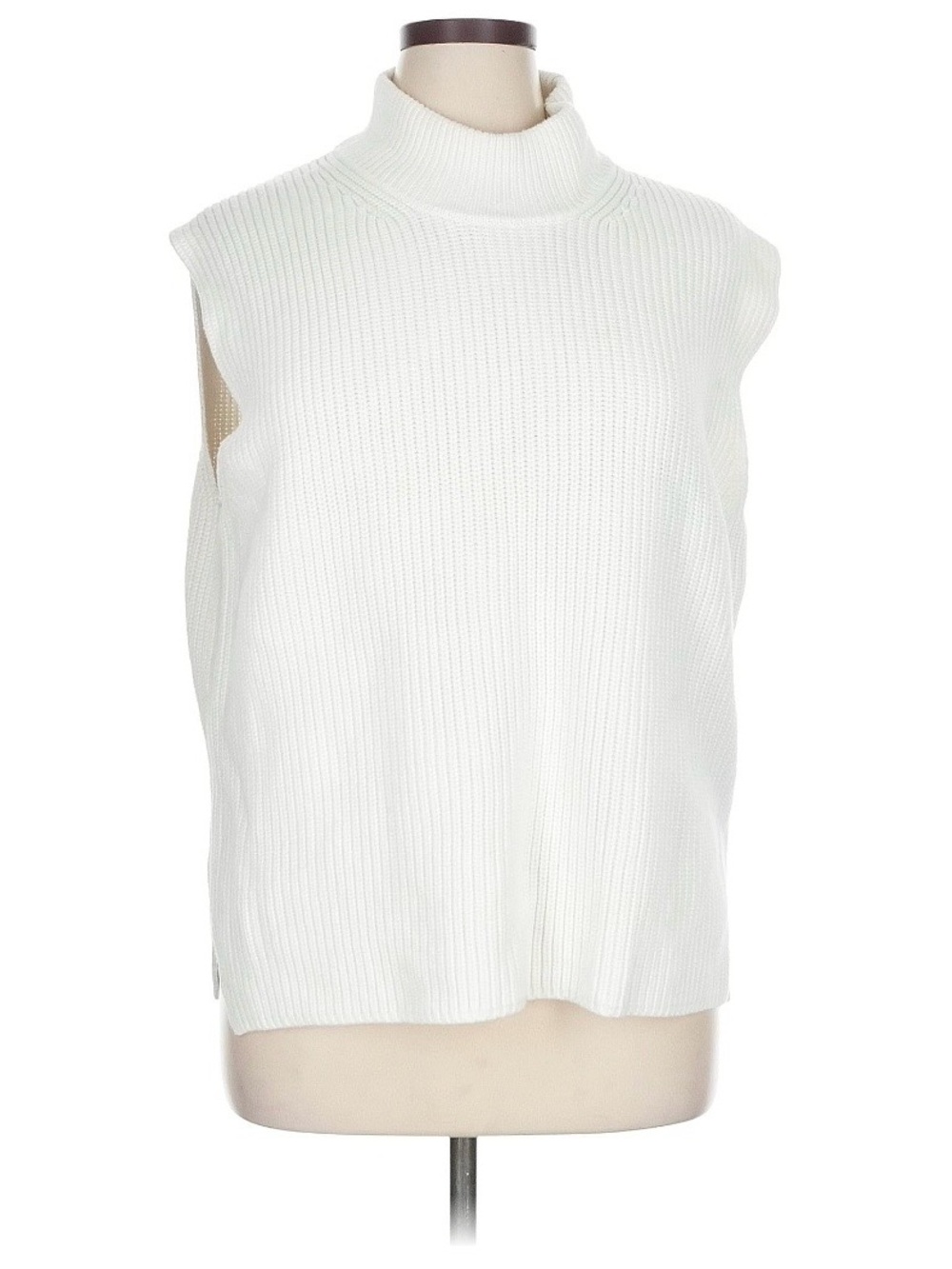 Abercrombie & Fitch Cream Sleeveless Turtleneck Knit Tank